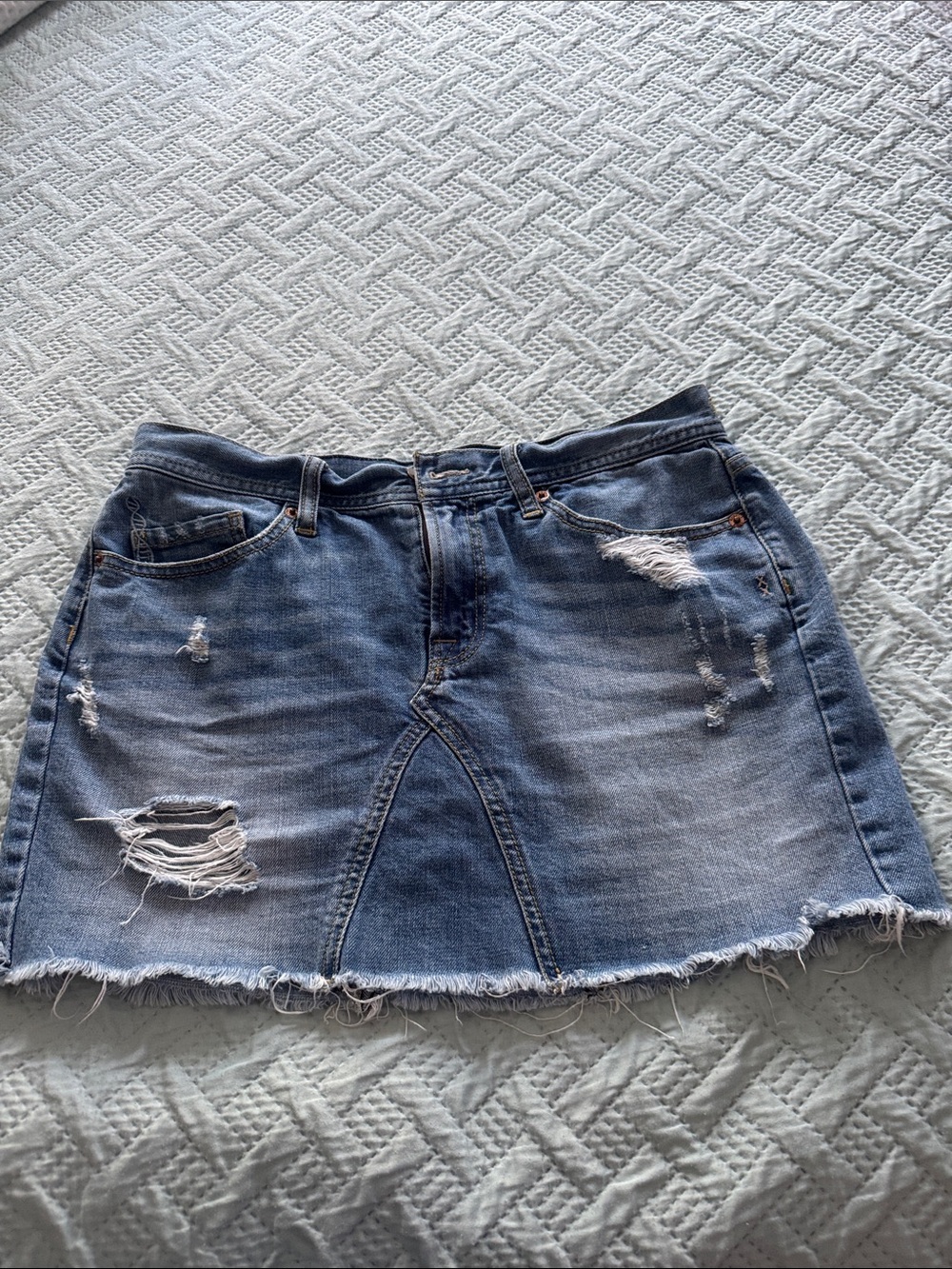 Genetic Denim Distressed Blue Washed Mini Skirt